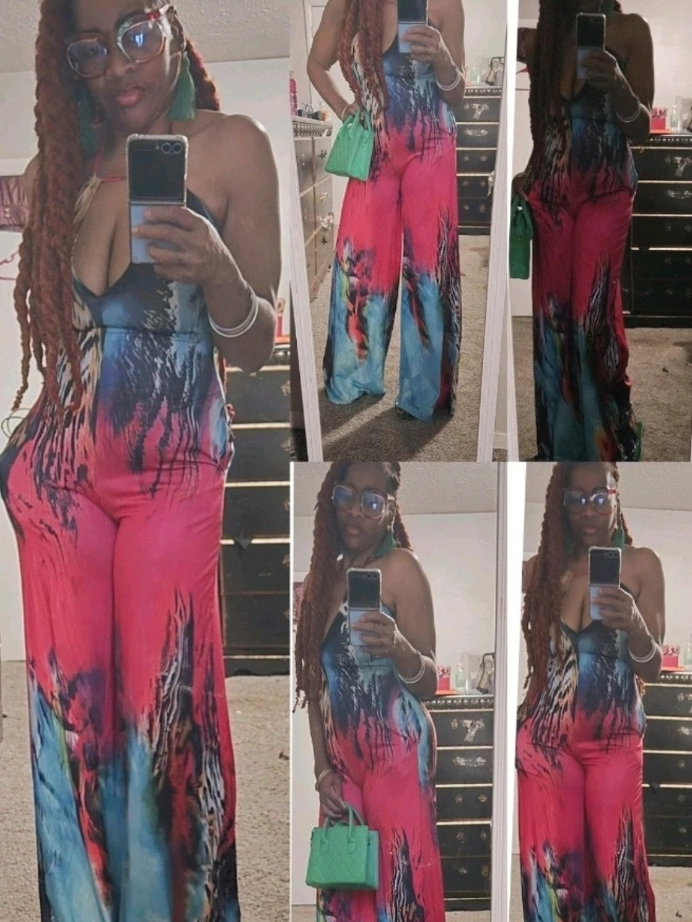 Tie-Dye Wide-Leg Jumpsuit in Pink & Blue